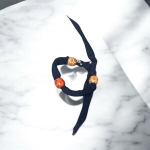 (#90) Navy Bandana Bracelet with Wood Beads